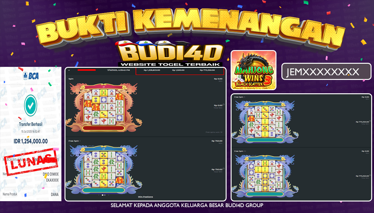 BUDI4D JACKPOT SLOT PRAGMATIC MAHJONG WINS 3 - BLACKSCATTER Rp.1.254.000,- LUNAS